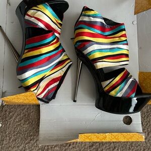 Colorful Striped Women's Heels